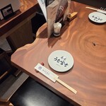 炭焼 うな富士 - 全てがオリジナルな　お皿にグラス　オシャレなテーブル