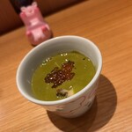 虎ノ門 とだか - アワビの唐揚げ　肝ソース　アスパラ入り