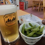 露天こぶしの湯 - 料理写真:生ﾋﾞｰﾙ(620円)と枝豆(250円)