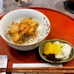 多から - 小海老と三つ葉のかき揚げで天丼