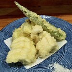 千ふく - 天ぷら(鱧、水茄子、オクラ、ズッキーニ)