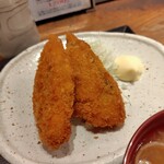 やえす初藤 - 白身魚のフライ＆牛焼肉定食1100円