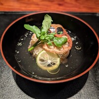 薪炭まだら - 椀物（真鯛、茶豆、木なめこ、焼いりこ）