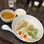 担々麺 杉山 - 全部のせ担々海老つけ麺¥1300、小ライス¥100