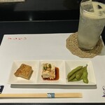 つくし - 瀬戸内レモン まるごとサワー （650円）
お通し　玉子焼き、冷奴、枝豆