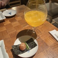 焼鳥 角レ - みかん酒 ソーダ割り と きんかん醤油漬け