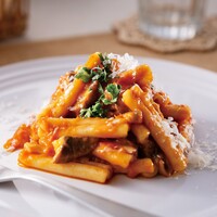 茄子と茸のアマトリチャーナ風 カゼレッチェ