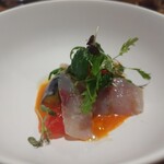 ル モンド グルマン - あじ、ガスパチョのソースで