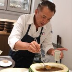 Grand Bleu Gamin - 海老コンソメで炊いた冬瓜の冷たいすり流し じーまみー豆腐と天使の海老を添えて