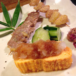 会津 田舎家 - 会津地鶏、セセリとボンジリ、だし巻き玉子