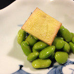 会津 田舎家 - 突き出し手作り枝豆と大根の皮の醤油漬け