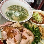 ラーメンスタンド とん平食堂 龍ヶ崎店 - 辛ホルチャーシューつけメン(つけトリプル)¥1200