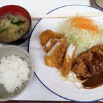 キッチンアオキ - 【2025/8】メンチカツとイカフライ定食