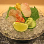 新ばし 星野 - 雉羽太と車海老のあらい