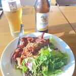 マンゴツリーカフェ - 大きな窓があり、日差しがきつい時はスクリーンが閉まっていますが、ちょっと開けて日がさした瞬間に撮影しました