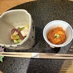 銀座 ます田 - 毛蟹•金糸瓜　　焼き茄子•生雲丹•新いくら