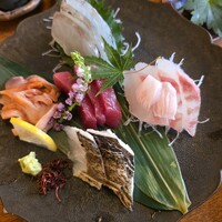 そば会席 立会川 吉田家 - 刺身5点盛り