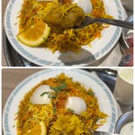 アナス ドーサ ビリヤニ - 細長いインディカ米の“バスマティライス“は
粘り気がなくパラパラとした食感。

ゴロッとしたチキンは胸肉かしら？
たくさん入っていて食べ応えあります(*´-`)