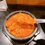 岡山辛麺 つるっと亀  - 石焼きご飯スープがけ