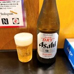 岡山辛麺 つるっと亀  - アサヒドライ中瓶