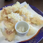 玄海いか舟処　海舟 - 塩で頂いたけど、美味さ爆発❗️因みに小鉢は大根下ろし