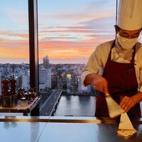 FRENCH TEPPAN 静香庵 - 下に見えるのが新潟市のシンボル｢萬代橋」