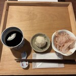 そば切り文目堂 - お盆と薬味