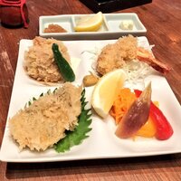 とんかつ & 焼鳥 An - 
                    An特製3種のミックスフライ（ヒレ、エビフライ、鱸フライ）
