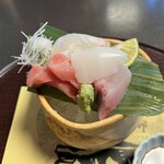 新日本料理 神也 - お造り　鮪　烏賊　カンパチ　鯛
