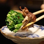 牛タンと馬肉とクリスピー餃子 ひまわり［精］ - ネギ巻き