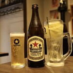 牛タンと馬肉とクリスピー餃子 ひまわり［精］ - 赤星ラガー 中瓶＆擦りおろし檸檬ハイボール