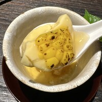 #肉といえば松田 奈良本店 - 冷たい茶碗蒸し　奈良のとうもろこし　牛肉のコンソメ