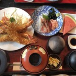 和食処 山女魚 - ジャンボエビフライ御膳
