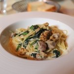 ゴッチャポント - 鶏もも肉とほうれん草のクリームソース スパゲッティ くるみと一緒に☆