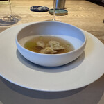 Itsuki - ◆愛知　高原コーチンのラビオリ
      生ハムと生ポルチーニのスープ
      実山椒オイル　　高原コーチンは本当に鶏肉⁉︎美味しい♡