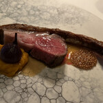 イタリアン オット - 子羊のグリル　粒マスタードとカボチャのソース添え