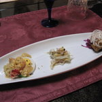 Ｂｉｓｔｒｏ　Ｒ - 前菜(オマール海老・魚の胃袋・鯛のマリネ)