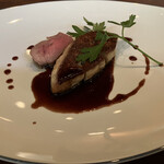 けやき坂 - フォアグラのソテーにアグー豚　豚肉の味がまた濃くてよかったです