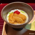 逸品さかい - 釜揚げしらすの玉地〆に梅肉と海胆