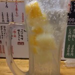 立呑みもつ焼処　柏二丁目酒場 - やきとんセット　レモンサワー