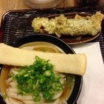 かけうどん(温)                上天と、ちくわ天