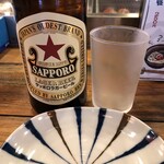 にしだ場 - ドリンク写真:中瓶（サッポロ赤星）：６３０円、お通し・チャージ無し