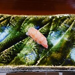 鮨匠 のむら - 波管髭海老【ナミクダヒゲエビ】(鹿児島県錦江湾産、210m)の2枚重ね