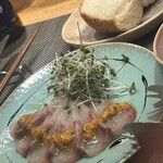 五本木 AKIMOTO - 昆布じめカンパチのカルパッチョ