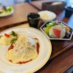 Cafe'会英楼 - トマトチーズハンバーグ
