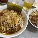 丸幸 - ネギラーメンとミニ丼。ネギチャーシュー丼ですね笑笑
