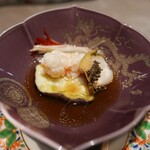 銀座嘉禅 - 伊勢海老と黒アワビの葱生姜さっと蒸し、香港フィッシュソース