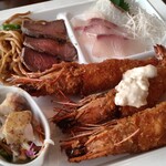 湯の児 海と夕やけ - 大きめな海老フライ！