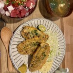 Kojitsu Shokudo Fujitotsuru - アジイワシフライ合盛り定食　2400円