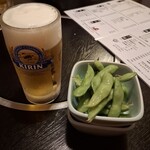 八角 - 生ビール・お通し